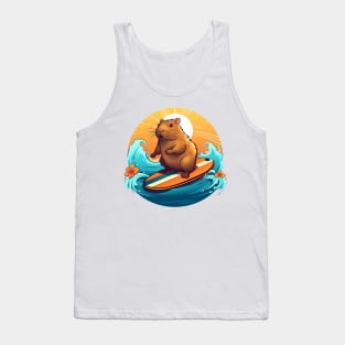 Surfing Happy Capybara Tank Top